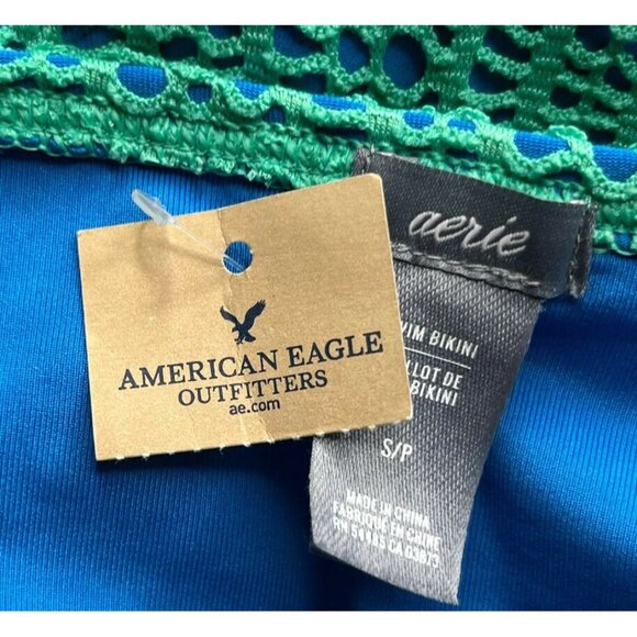 Aerie American Eagle Swim Suit Bottoms Bikini Womens Small Green Blue New Lace - Picture 8 of 9
